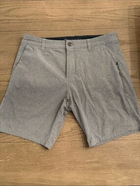 Vuori Aim Light Gray Performance Flat-Front Shorts
